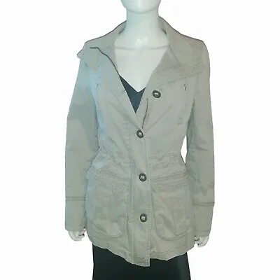 S. OLIVER  Utility Jacket Cotton Stretch Embroidered Trim Sz M Khaki • $32