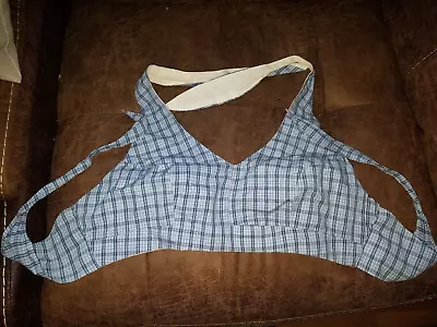 Vintage Zinc Cropped Halter Top Blue Plaid Y2K Lined Tank Medium • $24.99