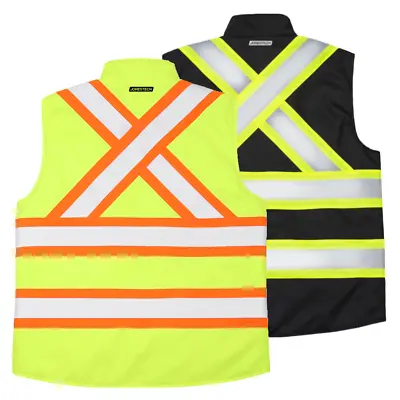 Hi Vis Visibility Reversible Bodywarmer Safety JORESTECH Vest With X On Back • $37.99