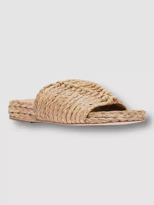 $145.89 • Buy $325 Paloma Barcelo Women's Beige Raffia Open Toe Slide Sandal Shoes US 7/EU 37