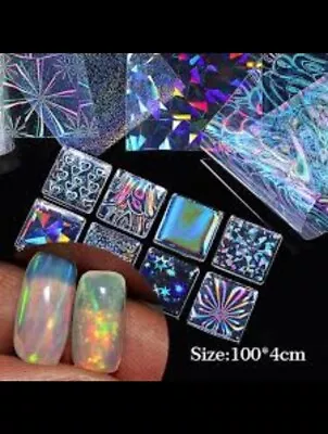 Holographic Nail Foils Transfer Bursting Star Design Nail Art Stickers Nail Foil • $0.99