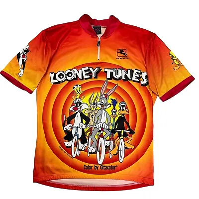 Giordana Adult Large Cycling Jersey Looney Tunes Vtg 90s Bike 1/4 Zip Pullover L • $23.10
