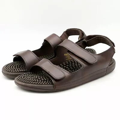 Kenkoh 2312 Balance Brown Leather Massage Sandal Size 13 US Hook & Loop Straps • $32.99