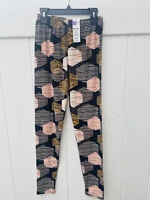 Agnes And Dora Multi Geometric Pattern Leggings Black Tan Beige S/M 4-12 NWT! • $9.99