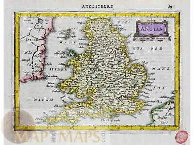 Anglia England Mercator Hondius Jansson Atlas Minor 1634 • $225