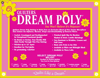 Quilter's Dream Poly Batting Black Select Loft 93  Sold By The Yard • $15.95