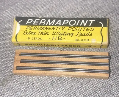Eberhard Faber 6 Permapoint Leads Refill NOS 2'' .036 W/ Box Extra Thin HB Black • $6.75