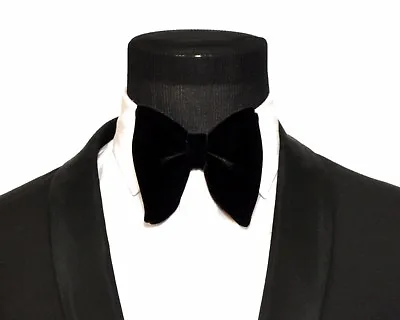 Mes FERUCCI Pre Tied Oversized Bow Tie - Black Velvet Bowtie Mens Big Bow Tie • $59.99