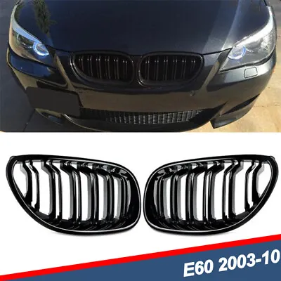 $28.98 • Buy Gloss Black Front Kidney Grille Dual Slats Grill For 2003-2010 BMW E60 E61 M5