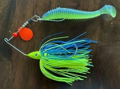 Sims Tackle 1/2oz Spinnerbait/Swimbait Predator  Powder Blue W/Flor Red Blade • $8.99