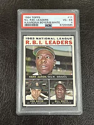 1964 Topps N.L. RBI Leaders Hank Aaron HOF Ken Boyer Bill White #11 PSA 4 VG-EX • $43.99