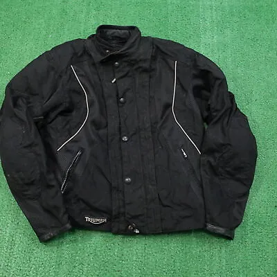 Triumph Motorcycles Black Armored Padded Motorcycle Jacket Mens 44 54 • $75.99
