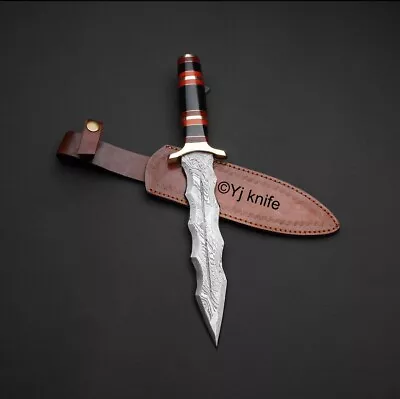 Kris Blade Dagger Battle Ready Handmade Damascus Steel 16 Inches With Sheath • $99.99