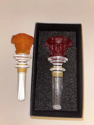 2 Vintage Versace By Rosenthal Glass Wine Bottle Stopper Orange & Red Frosted • $65