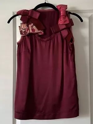 Dolce & Gabbana Silk Burgundy Blouse Top IT36 • $59