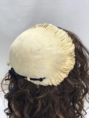 Vtg Womens Hat Art Deco Feathers Skull Cap Cloche Fascinator Ivory 20s 30s 40s • $39.99