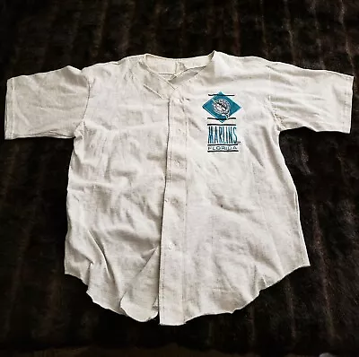 Vtg Vintage Logo 7 Miami Florida Marlins Short Sleeve Baseball Shirt Gray • $11.88