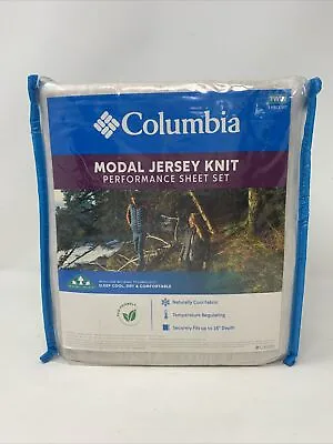 $30 • Buy Columbia Modal Jersey Knit 3 Piece Sheet Set, Twin, Heather Beige Oatmeal