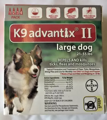 K9 Advantix II  for Large Dogs 21 - 55  LBS.  4 Doses EPA. Approved • $52.98
