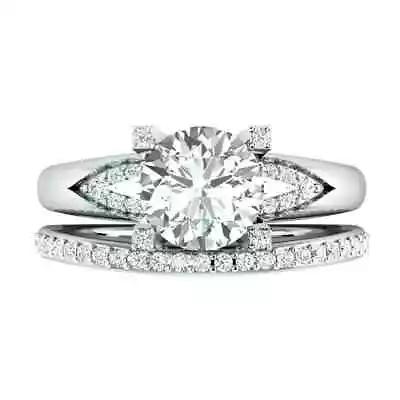 2.50 Ct Round Cut Moissanite 925 Sterling Silver Engagement Bridal Ring Set • $120