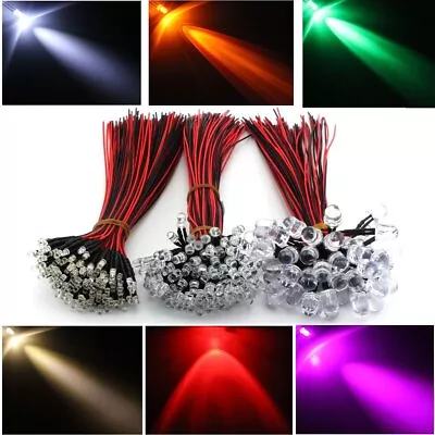 9V 12V 3mm 5mm 10mm Pre Wired LED Lamp Light Emitting Diode 11Colour 20cm Leds • $7.58