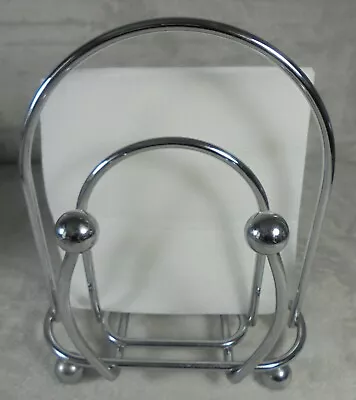 Stainless Steel Chrome Napkin Holder Ball Feet Modern Contemporary 8  Tall • $12.88