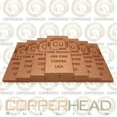 10 X 1 Pound Lb (16 Oz) Element Copper Bullion Bars .999 Fine Ingot Ten Lbs • $149.99
