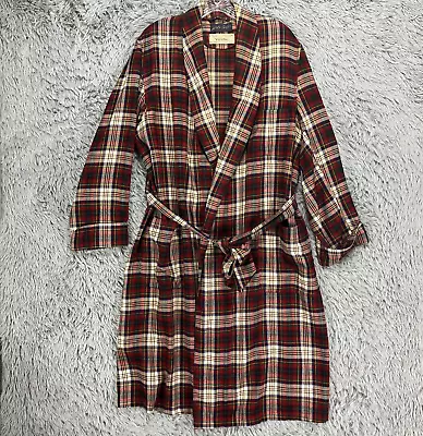 Vintage Lord & Taylor Wool Cotton Blend Tartan Plaid Robe Men's M • $44.97