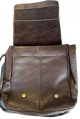 VTG Brown Leather Laptop Messanger Saddle Shoulder Bag Computer Briefcase • $38.40