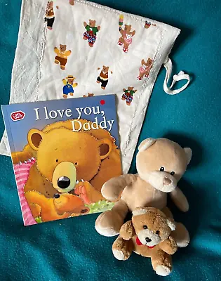 I Love You Daddy  Teddy Storysack & 2 Plush Teddies Fathers Day Gift -new Dad? • £11.50