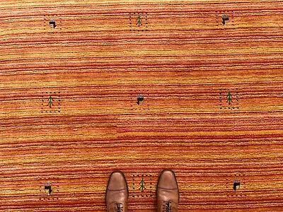 9x12 COLORFUL VINTAGE RUG HANDMADE HAND-KNOTTED Oriental Carpet Orange Rust BIG • $1495