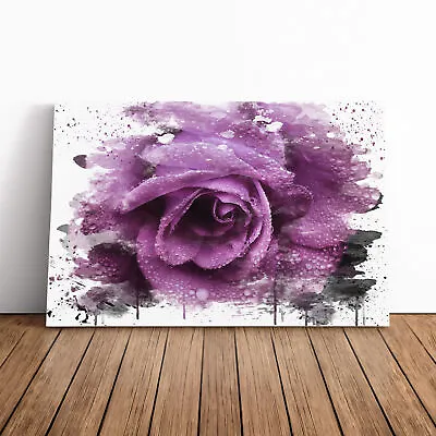 Flower Purple Rose (3) V3 Canvas Wall Art Print Framed Picture Decor Living Room • $31.05