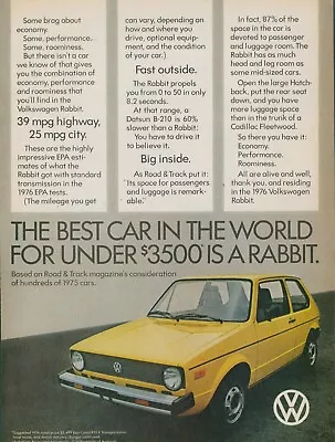 1976 Volkswagen Rabbit Best Car Under $3500 VW Fast Big Vintage Print Ad SI13 • $19.99