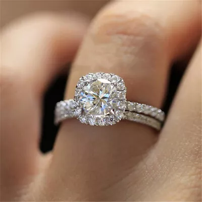$2.22 • Buy Women Ring Fashion Round Cubic Zircon Jewelry 925 Silver Filled Ring Sz 6-10