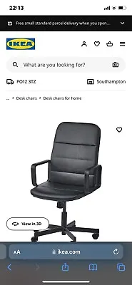 Ikea Renberget Black Swivel Desk Chair **COLLECTION ONLY* PO12 • £15