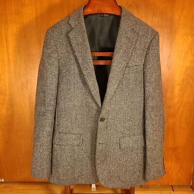 J Crew Sport Coat 42L Ludlow Slim Tweed Moon Fabric Herringbone Gray Half Lined • $80