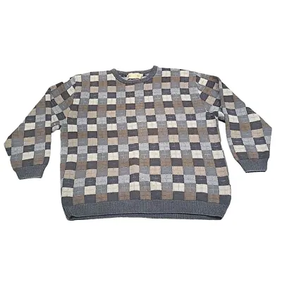 Vintage Shenandoah Sweater Mens X-Large Beige Square Cotton Grandpa Casual Top • $34.94