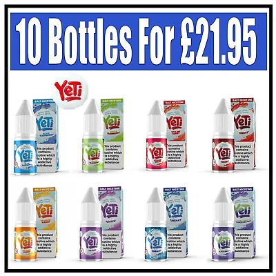 Yeti Salts 10ml Nic Salts E Liquid 10mg & 20mg/ml - Buy 10 Bottles For £21.95 • £21.95