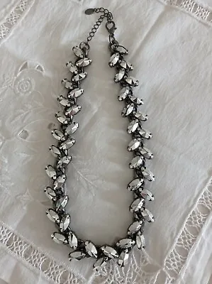 $15 • Buy Jewelry Zara Statement Necklace Collar Chrome Black Tone Chunky Leafy