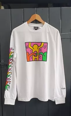 BNWT H&M Keith Haring Long Sleeve T-Shirt Small 40  White Graffiti • £40