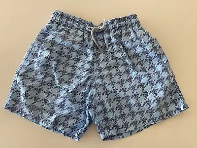 Vilebrequin Swim Shorts / Flat Belt / Sky Blue With Shoal Of Fish Small • $41