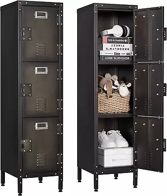 Metal Locker Cabinet Industrial Storage Locker With Lockable Doors 3 T • $96.90