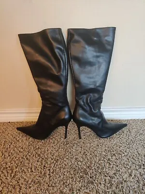 Italian Stiletto Leather Boots By Fornarina Women's EU SIZE 40 US SIZE 8/8.5 • $125