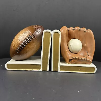 Vintage Lefton Sports Bookends Baseball Glove & Football Ceramic Set H067 Japan • $21