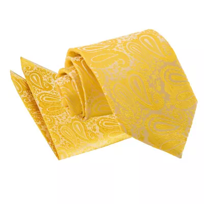 Mens Tie Hanky Set Woven Floral Paisley Classic Skinny Wedding Necktie By DQT • £10.99