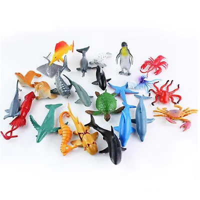 $11.75 • Buy 24pcs/set Plastic Ocean Animals Figure Sea Creatures Model Toys Dolphin Turtle