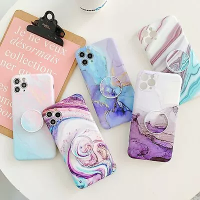 Shockproof Soft Marble Fold Holder Case Cover For IPhone 15 Pro Max 14 Plus 13 • $10.27