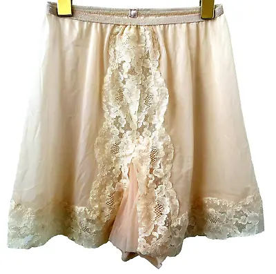 VTG '40s GOTHAM Peach Tap Pants Sheer Lace Lingerie Shorts Panties Pillow Tab XS • $39.99