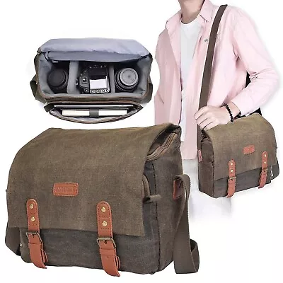 Vintage DSLR Camera Bag Canvas Photography Packages Cameras & Lenses Sling Bag • $29.44