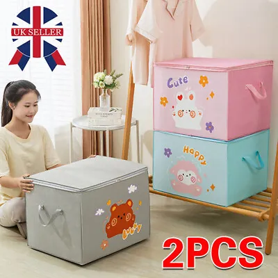 2X Kid Room Toy Box Foldable Jumbo Storage Chest Large Collapsible Storage Box C • £9.99